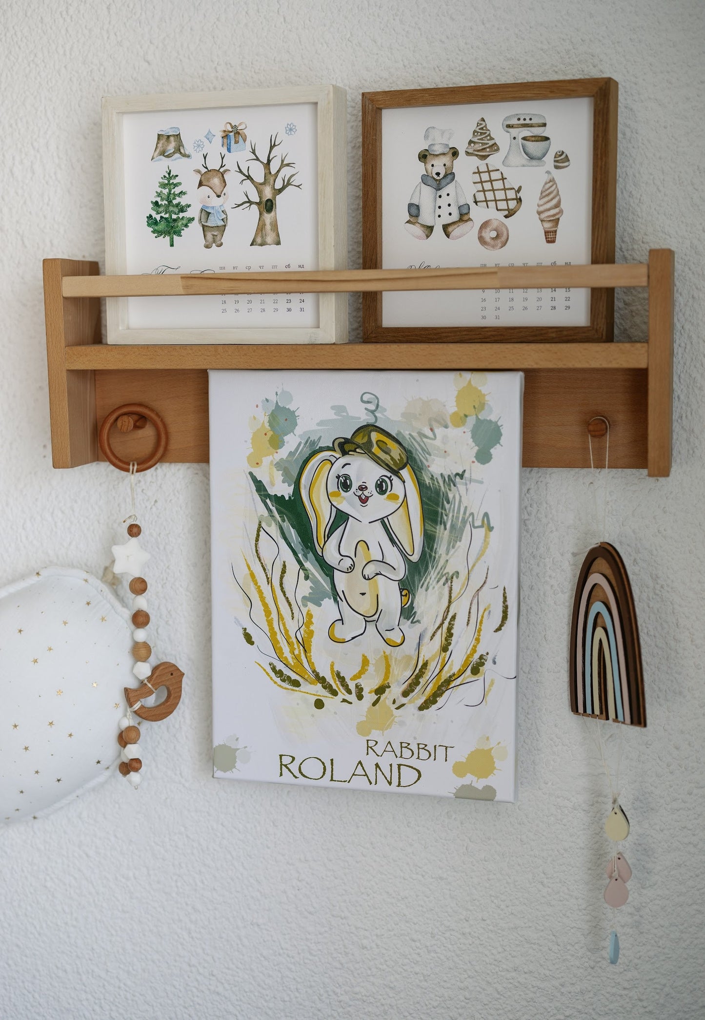 Knitted Bunny Toy with Coloring Page and Painting