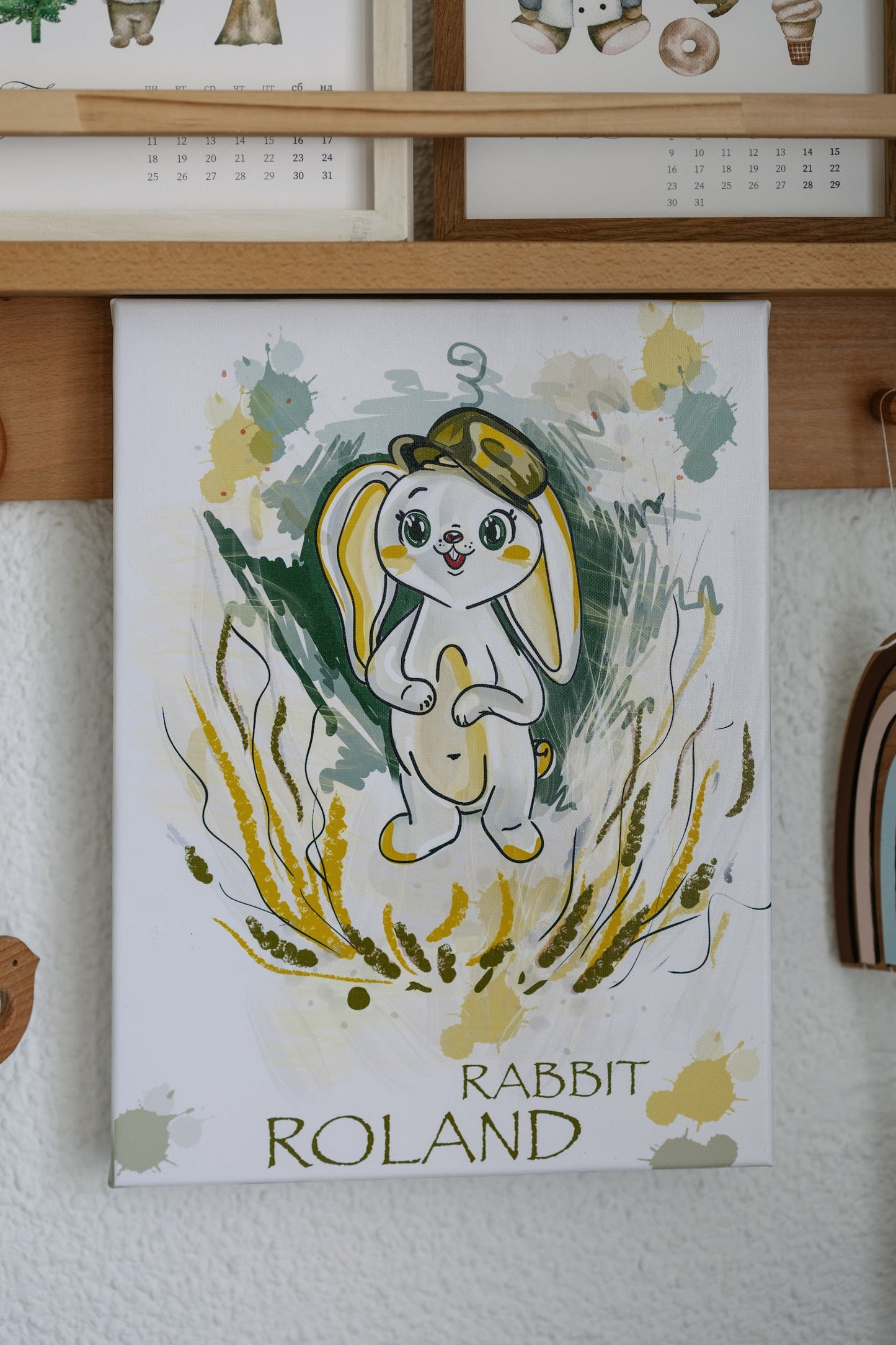 Knitted Bunny Toy with Coloring Page and Painting