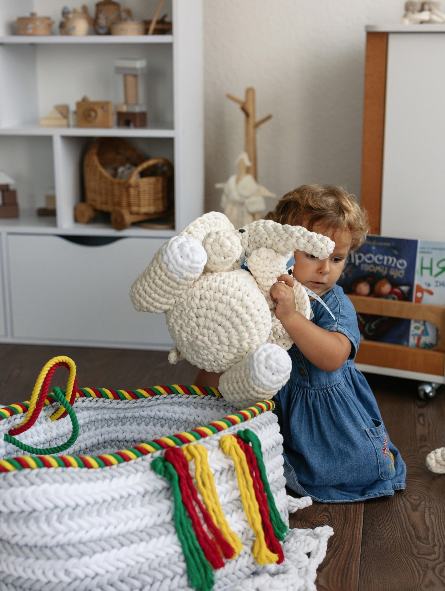 Knitted Elephant Toy with Coloring Page and Painting