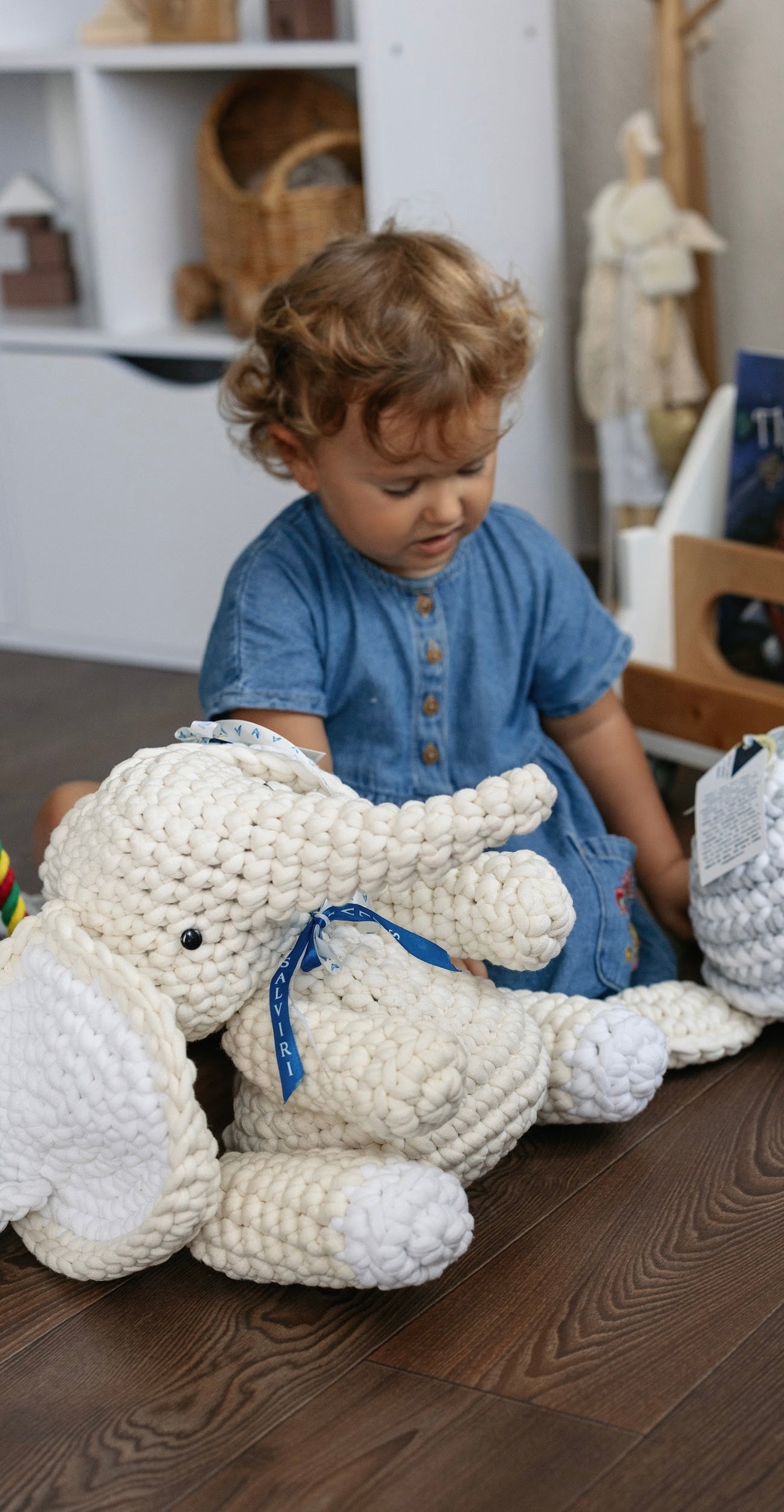 Knitted Elephant Toy with Coloring Page and Painting