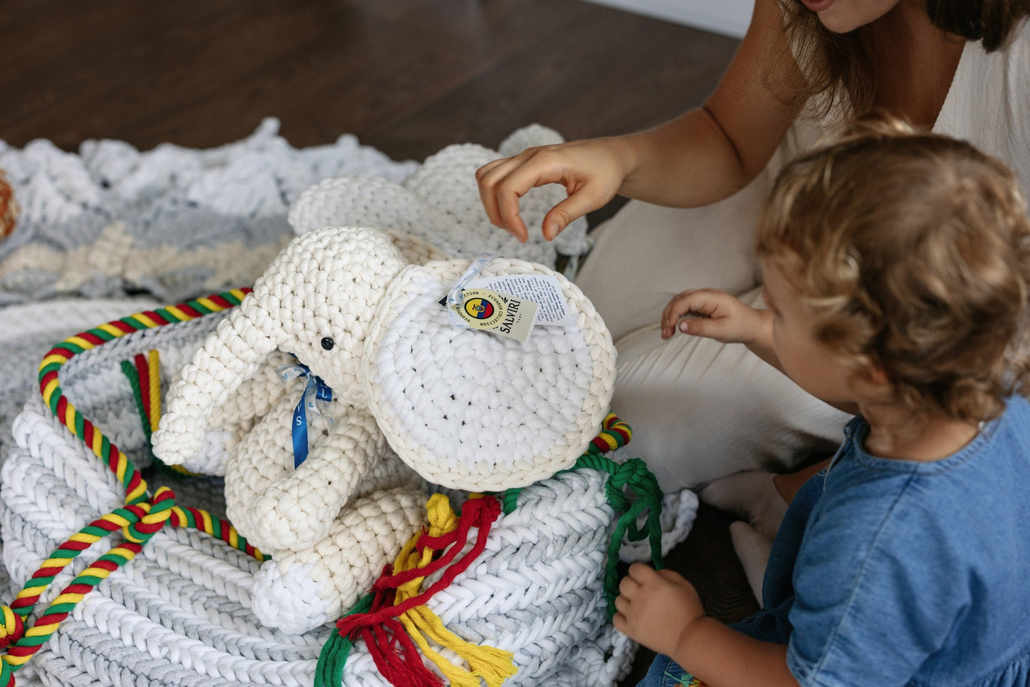 Knitted Elephant Toy with Coloring Page and Painting