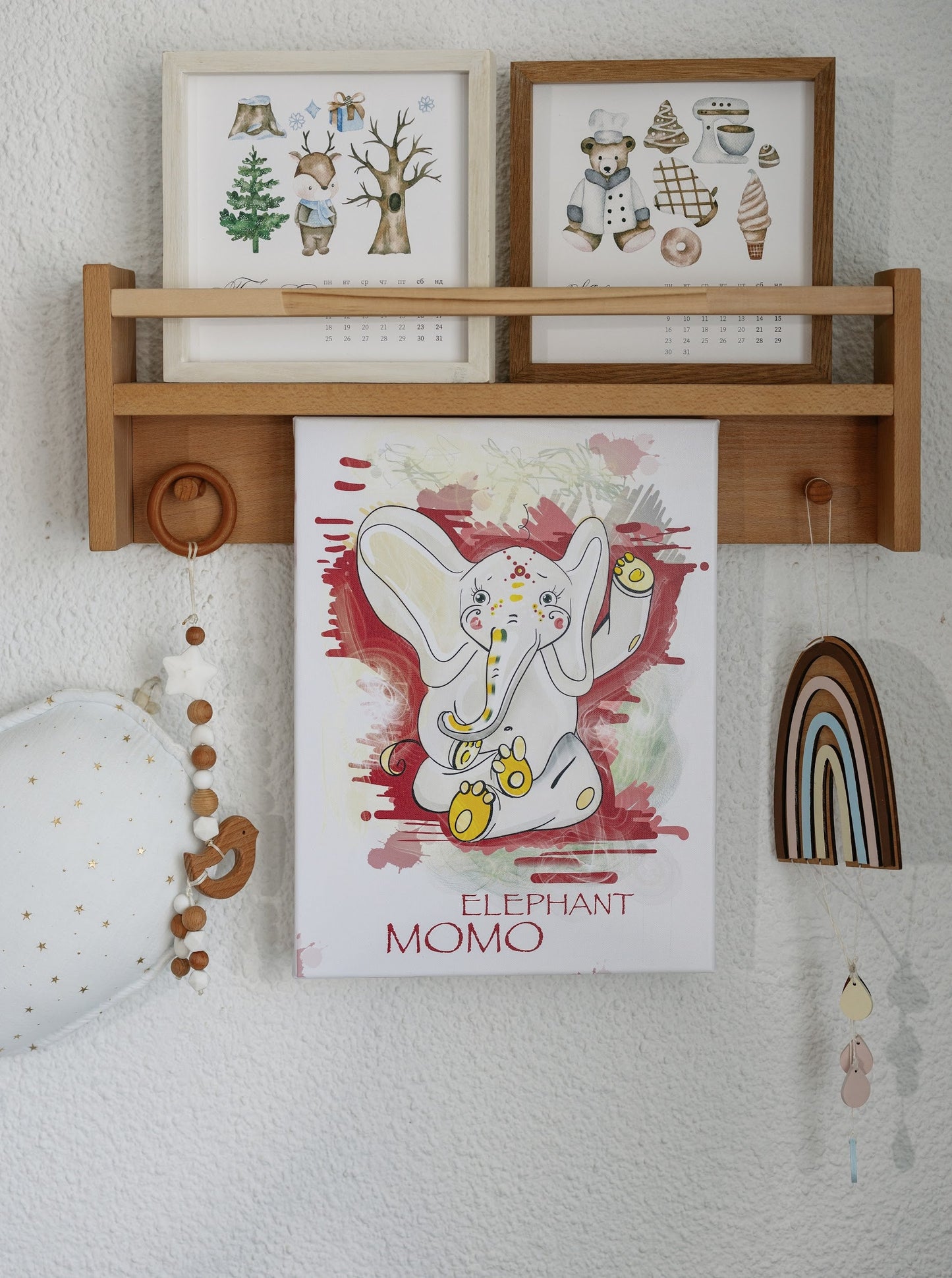 Knitted Elephant Toy with Coloring Page and Painting