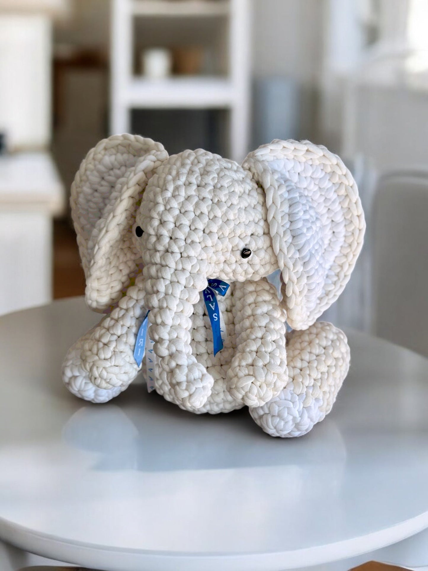 Knitted Elephant Toy with Coloring Page and Painting