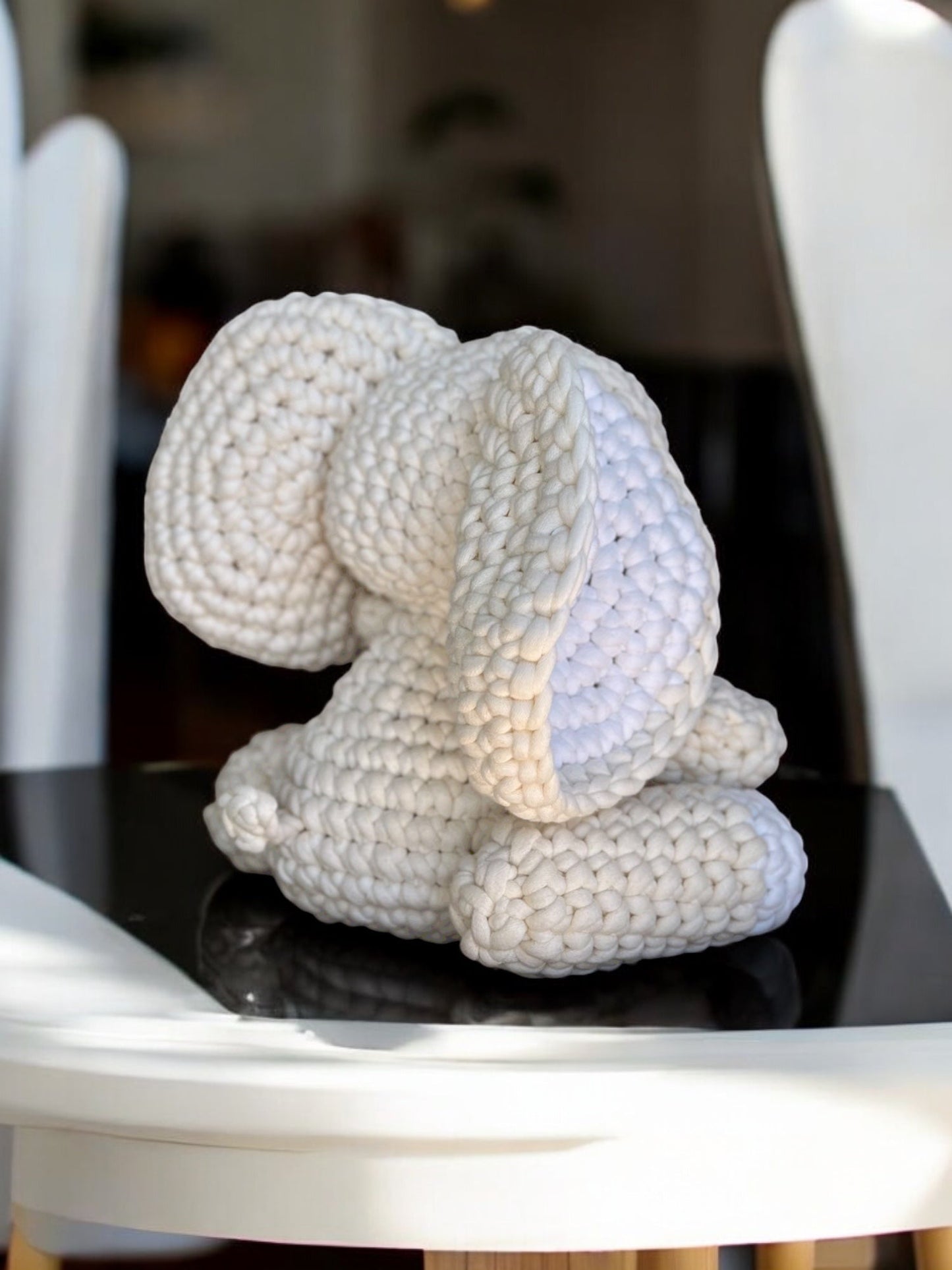 Knitted Elephant Toy with Coloring Page and Painting