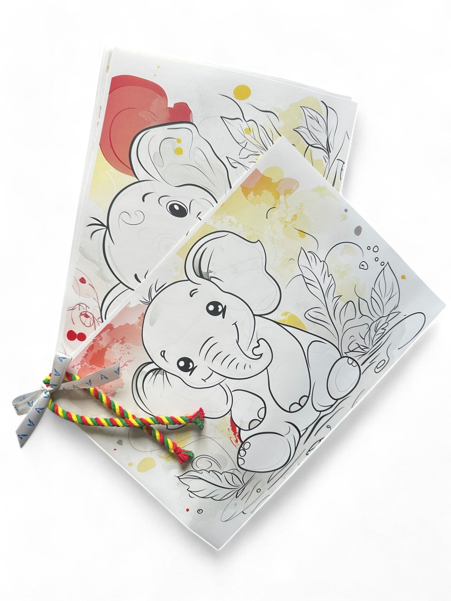 Knitted Elephant Toy with Coloring Page and Painting