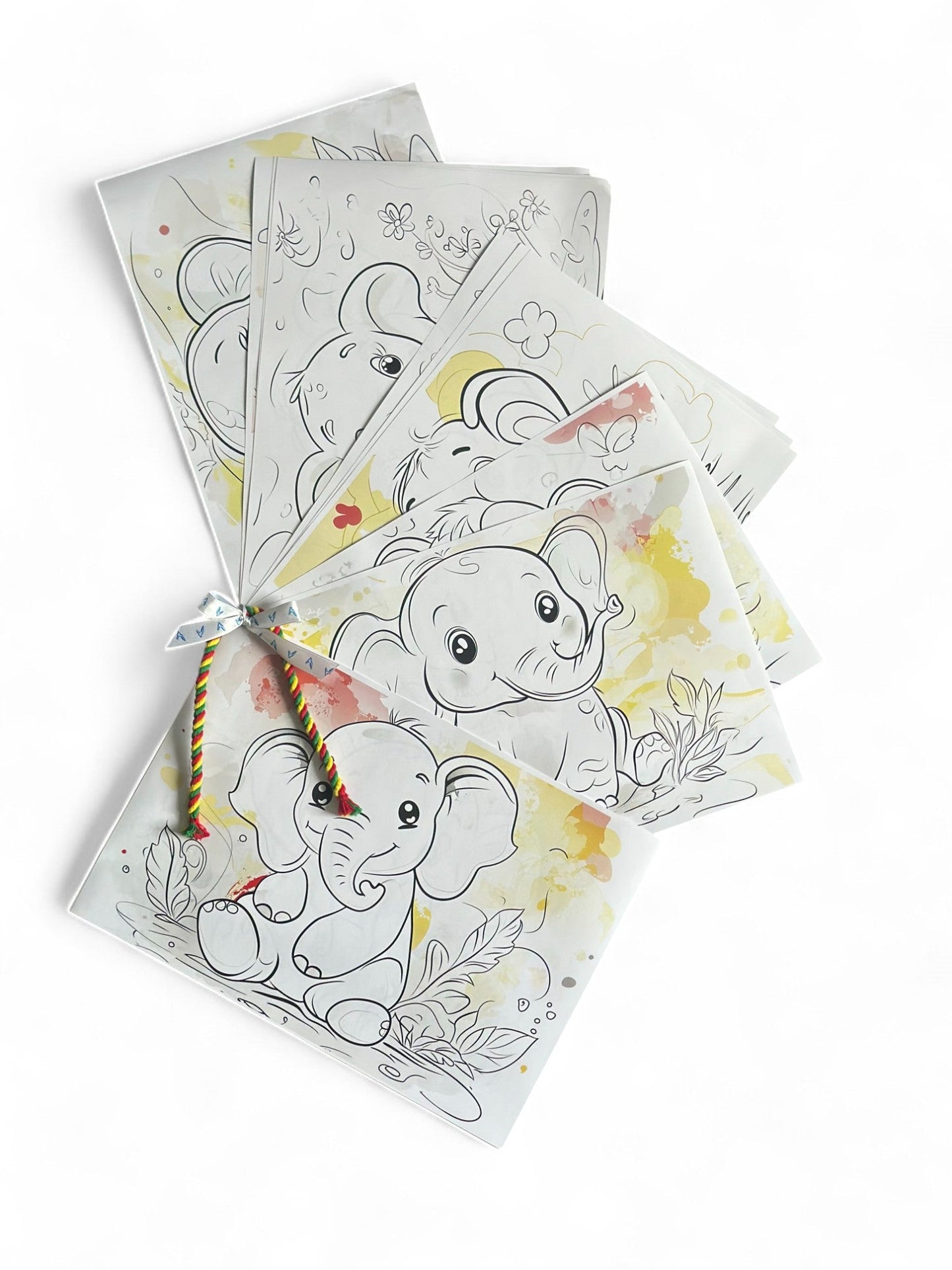Knitted Elephant Toy with Coloring Page and Painting