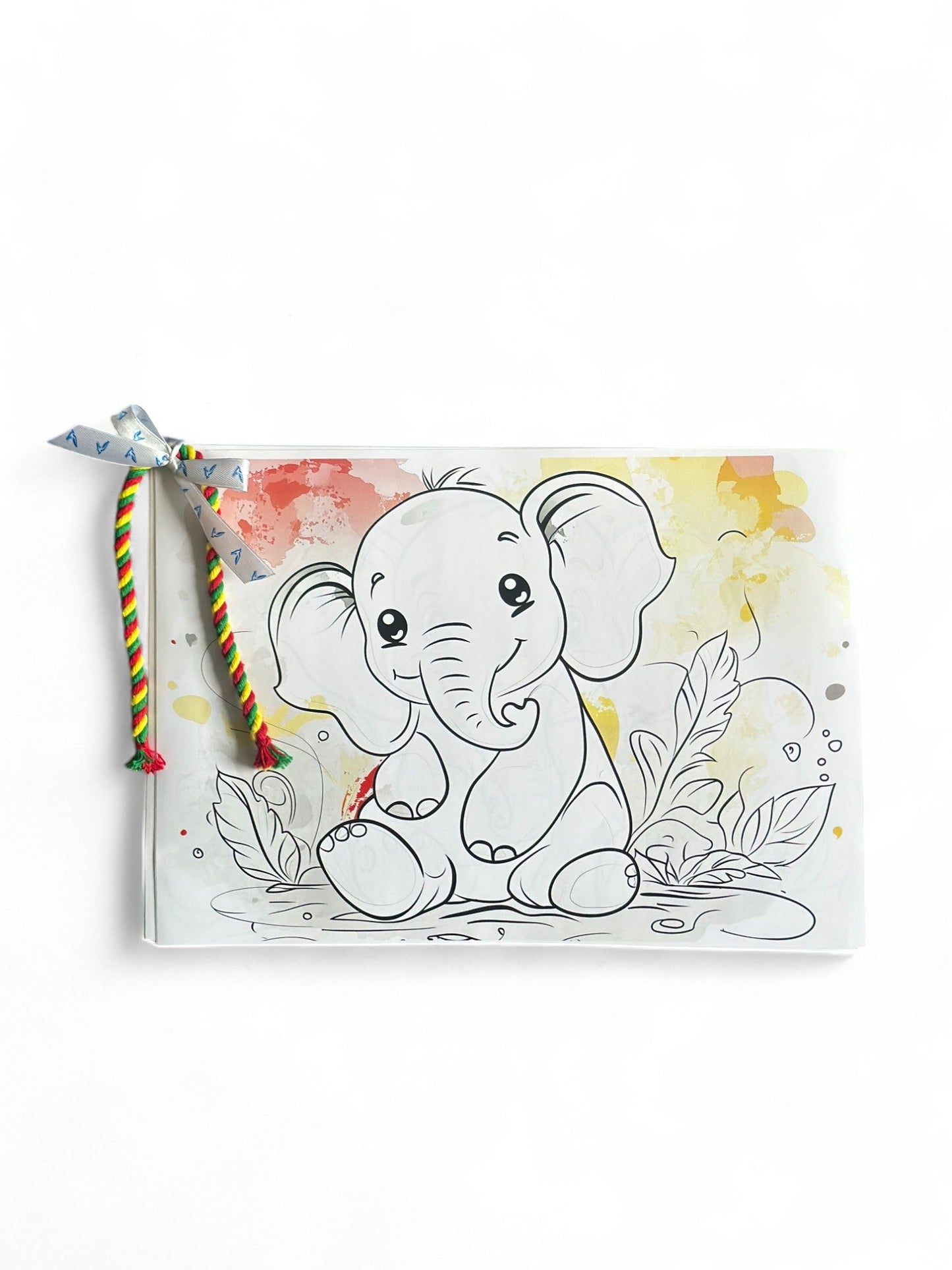 Knitted Elephant Toy with Coloring Page and Painting