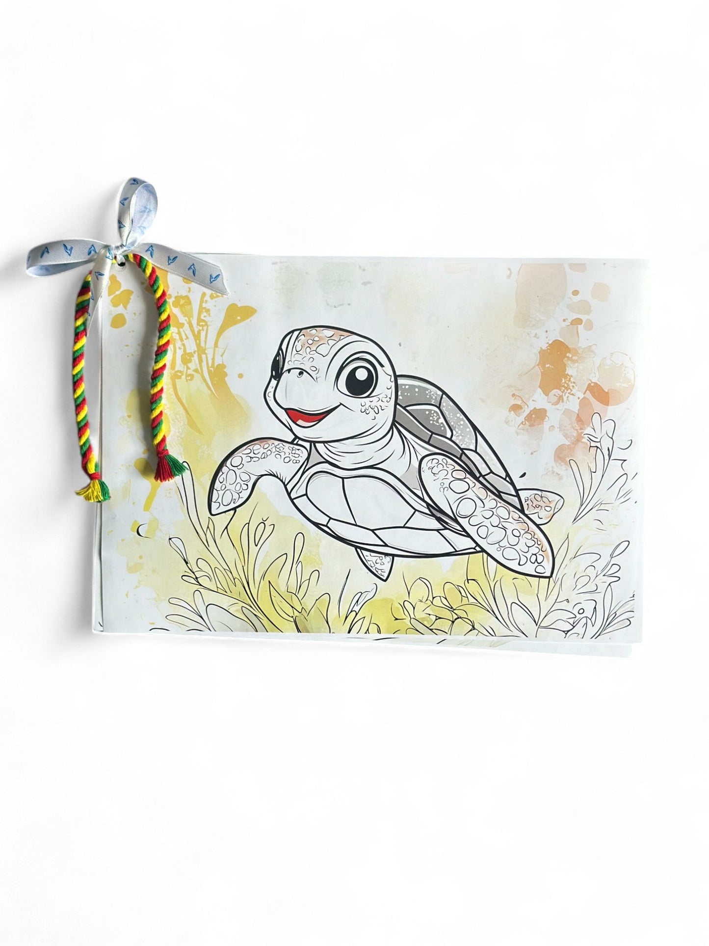 Knitted Turtle Toy with Coloring Page and Painting