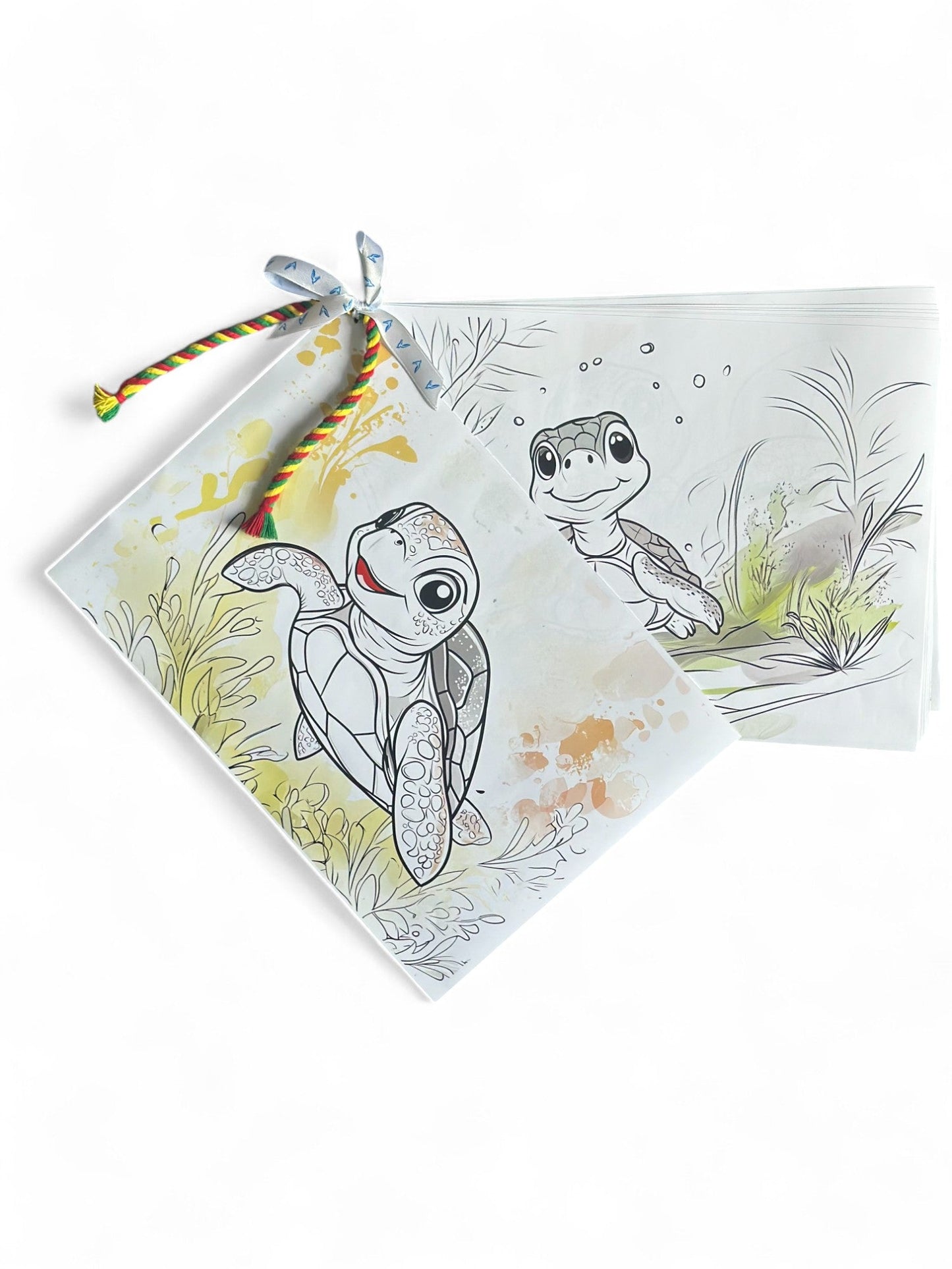 Knitted Turtle Toy with Coloring Page and Painting
