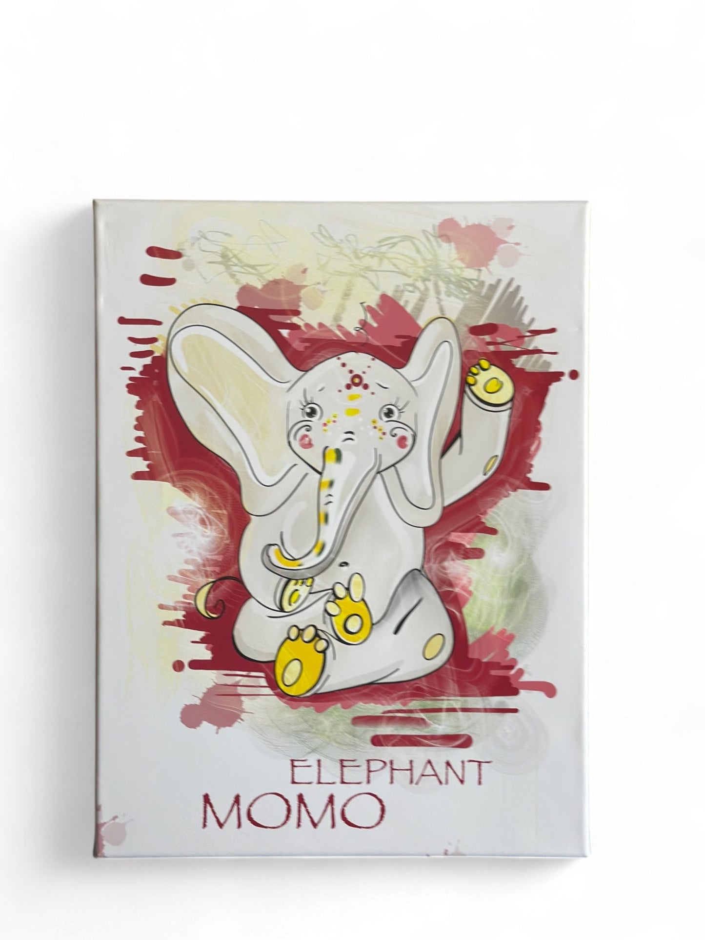 Knitted Elephant Toy with Coloring Page and Painting