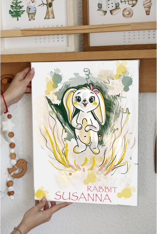 Rabbit Susanna — printed painting on canvas with stretcher
