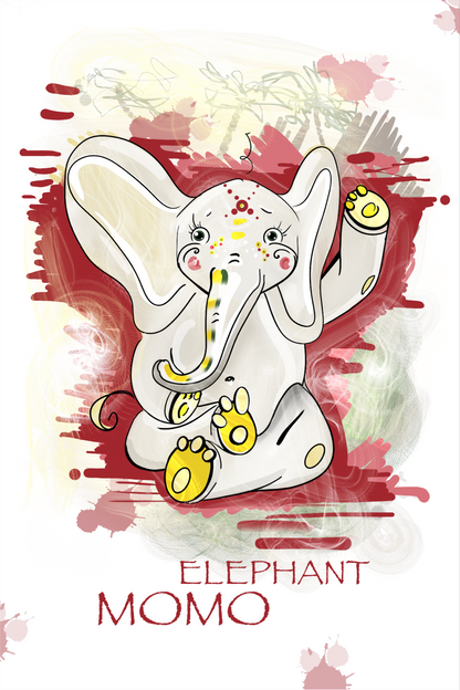 the Elephant MOMO - printed painting on canvas with stretcher