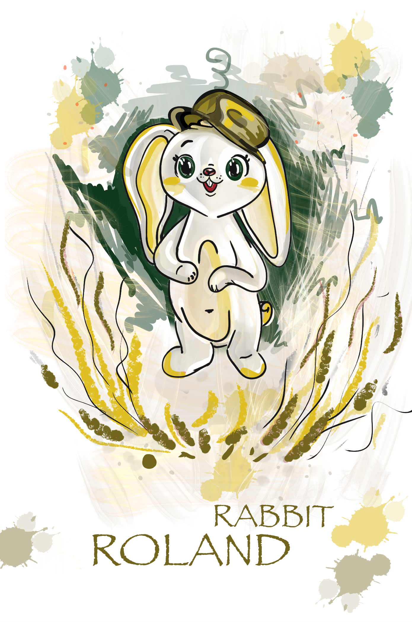 Rabbit ROLAND — printed painting on canvas with stretcher