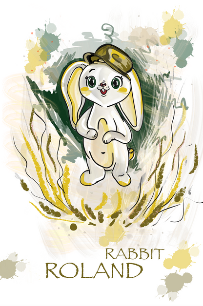 Rabbit ROLAND — printed painting on canvas with stretcher