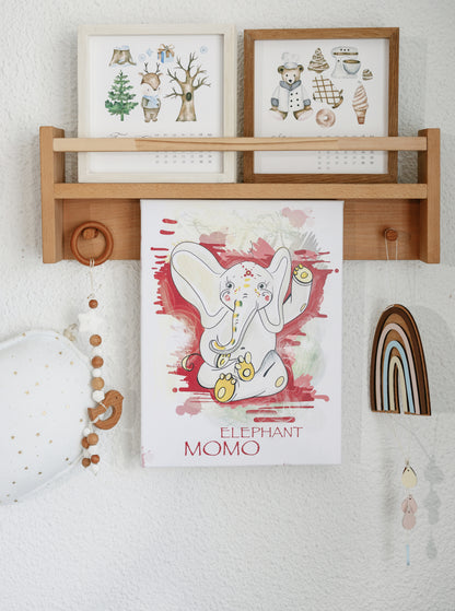 the Elephant MOMO - printed painting on canvas with stretcher