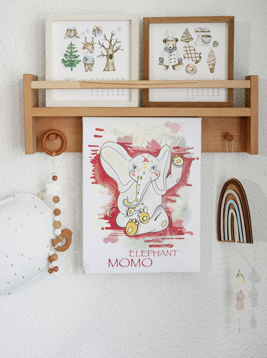 the Elephant MOMO - printed painting on canvas with stretcher