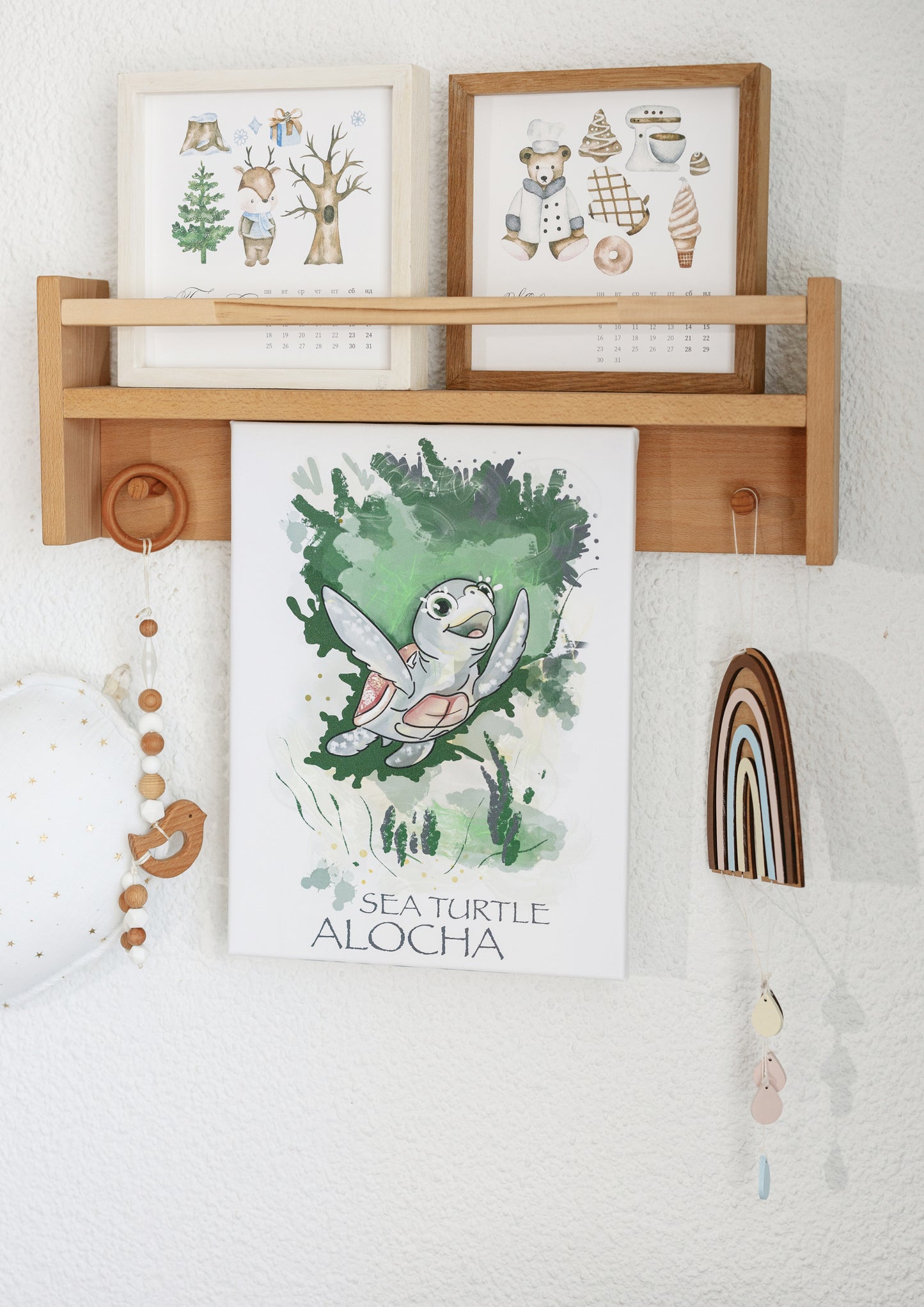 Sea turtle ALOCHA — printed painting on canvas with stretcher