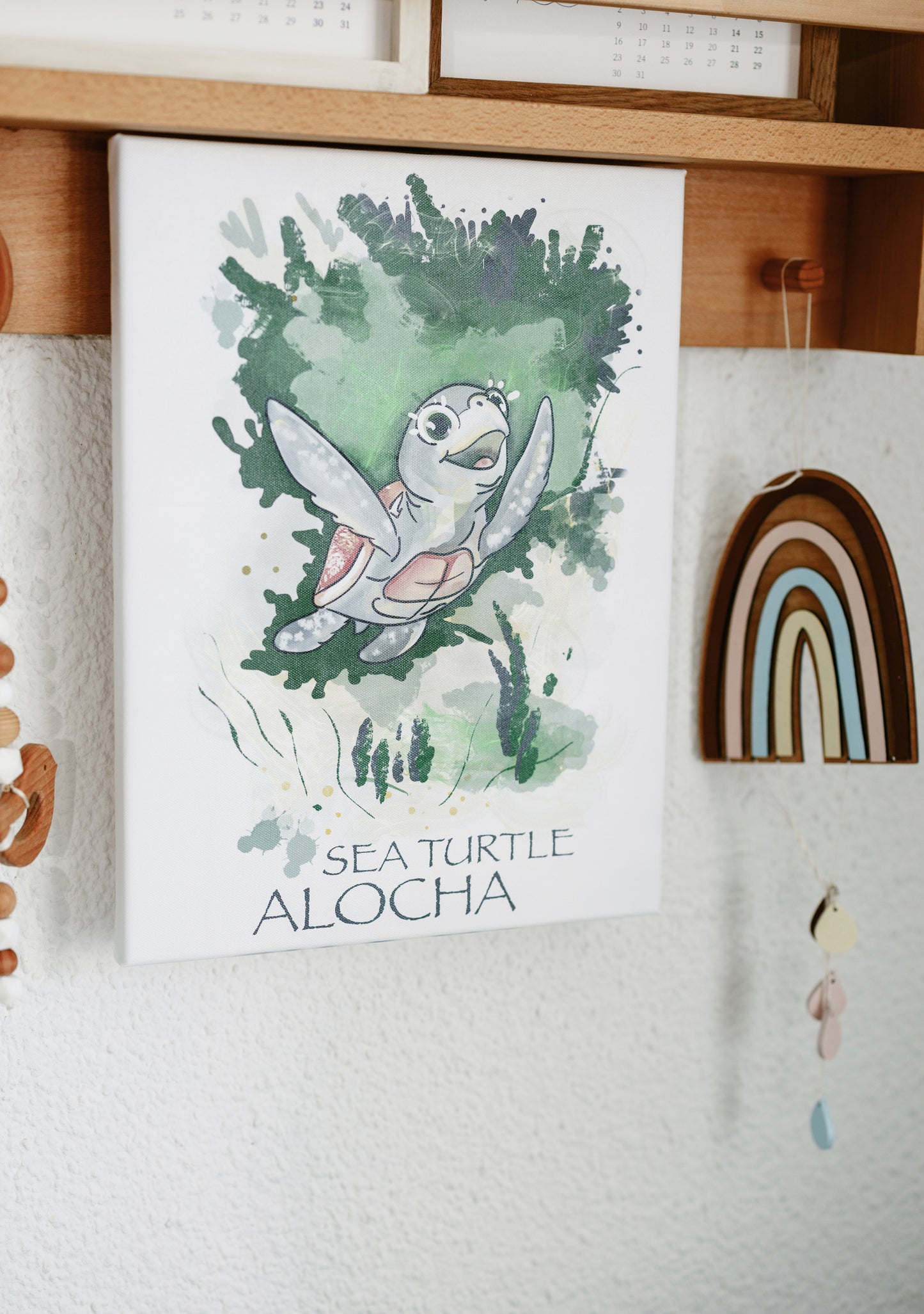 Sea turtle ALOCHA — printed painting on canvas with stretcher