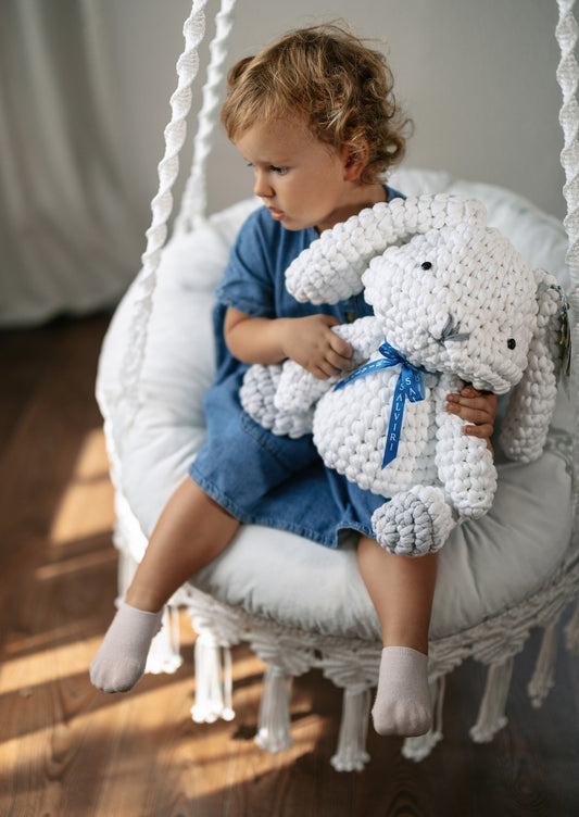 Knitted Bunny Toy with Coloring Page and Painting